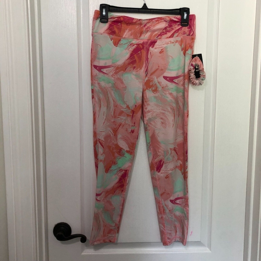 Ideology Girls XL Pink Shock‎ Abstract Marble Print Leggings with Scrunchie Set